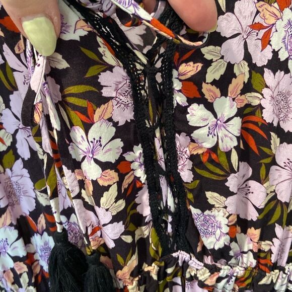 Jade by Johnny Was Pink and Black Floral V-Neck Flutter Sleeve Jumpsuit size S - Picture 5 of 9